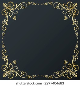 Calligraphic floral frame and page decoration. Vector illustration. Vector of decorative square element, border and frame.