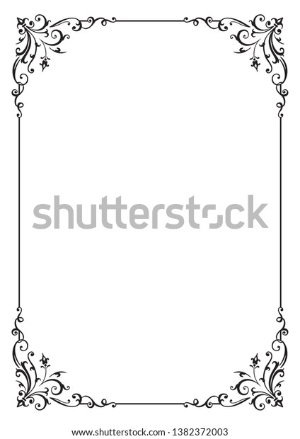 Calligraphic Floral Frame Page Decoration Vector Stock Vector (Royalty ...
