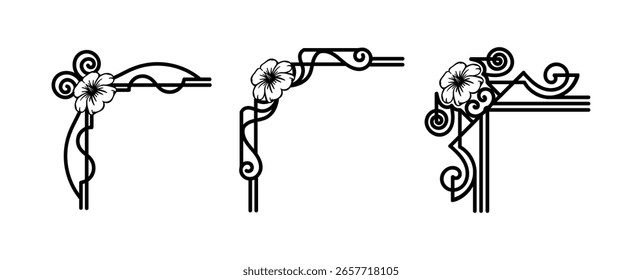 Calligraphic floral graphics on black colour