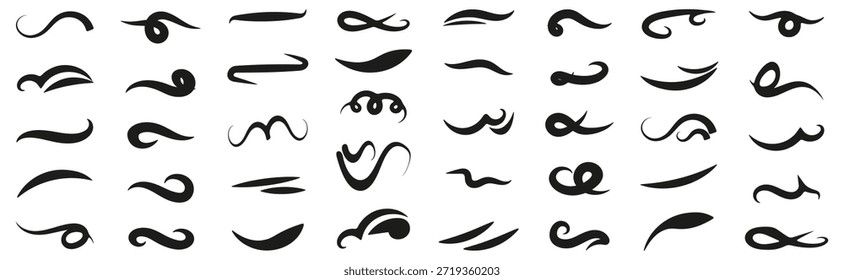 Elementos de floreio caligráfico e traços decorativos. Elegantes swashes para tipografia e ornamental
