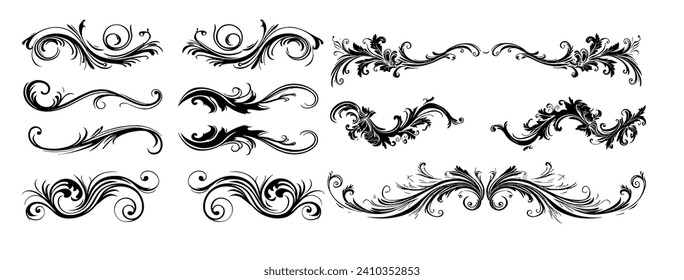 Calligraphic flourish frames vintage design for wedding invitation, cards decorative. 