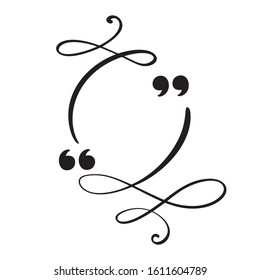 Calligraphic flourish quote box frame. vector quote box with heart for love valentine card. Blank template design quotation bubble quotes symbols. Creative banner illustration.