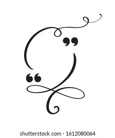 Calligraphic flourish quote bubble frame. Copy space vector quote box for greeting card. Blank template design quotation quotes symbols. Creative banner illustration.