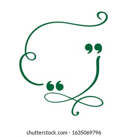 Calligraphic flourish quote bubble frame. Copy space vector quote box for greeting card. Blank template design quotation quotes symbols. Creative banner illustration.