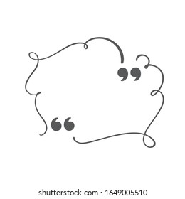 Calligraphic flourish quote bubble frame. Copy space vector quote box for greeting card. Blank template design quotation quotes symbols. Creative banner illustration.