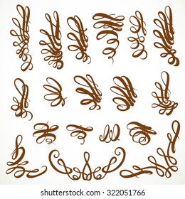 Calligraphic flourishes decorative elements on white background