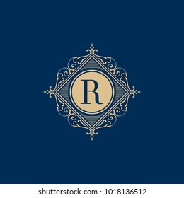 Calligraphic Flyer Design Template. Classic Ornamental Style. Elegant luxury frame with typography. Ideal logo for restaurant, hotel, cafe or other businesses with classic corporate identity