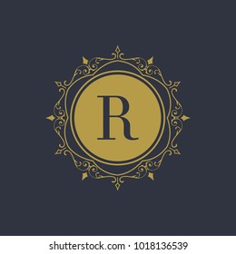 Calligraphic Flyer Design Template. Classic Ornamental Style. Elegant luxury frame with typography. Ideal logo for restaurant, hotel, cafe or other businesses with classic corporate identity