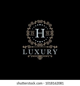 Calligraphic Flyer Design Template. Classic Ornamental Style. Elegant luxury frame with typography. Ideal logo for restaurant, hotel, cafe or other businesses with classic corporate identity
