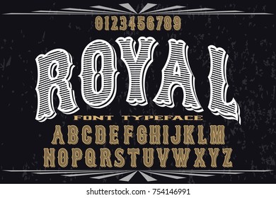 Calligraphic font alphabet. Vector named royal