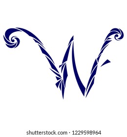 Calligraphic Font. Initials letter W . Vector Design Background. Swirl Style Illustration. 