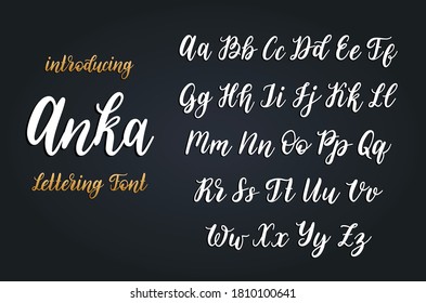 Calligraphic font letters in vector. Hand written lettering alphabet.