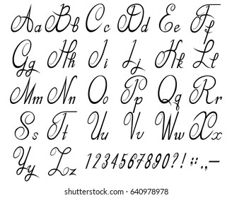 Calligraphic Font Numbers Calligraphic Alphabet Vector Stock Vector Royalty Free 640978978 Shutterstock