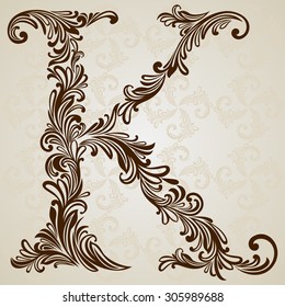 Calligraphic Font Vintage Initials Letter K Stock Vector (Royalty Free ...