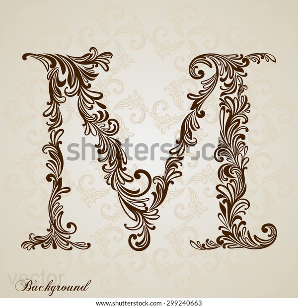 Calligraphic Font Vintage Initials Letter M Stock Vector (Royalty Free ...