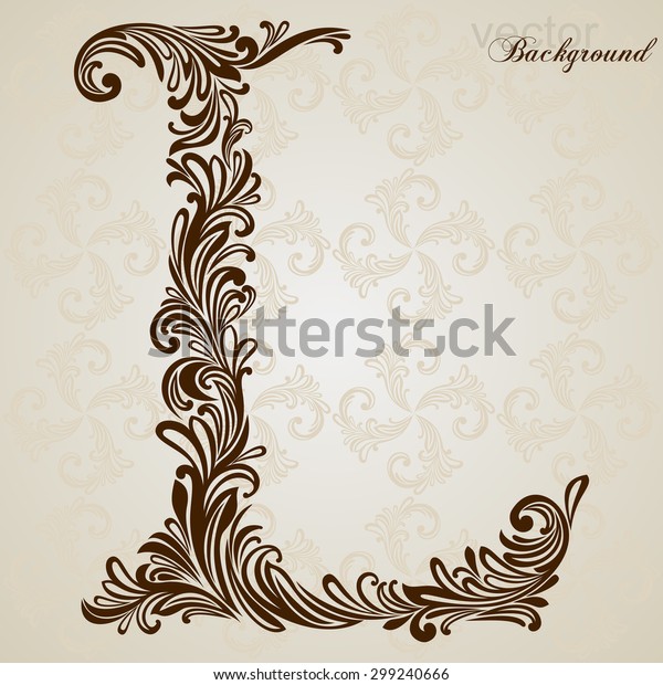 Calligraphic Font. Vintage initials
letter L. Vector Design Background. Swirl Style
Illustration.