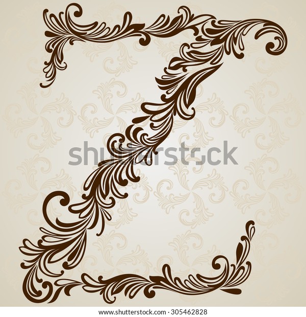 Calligraphic Font. Vintage initials\
letter N. Vector Design Background. Swirl Style\
Illustration.