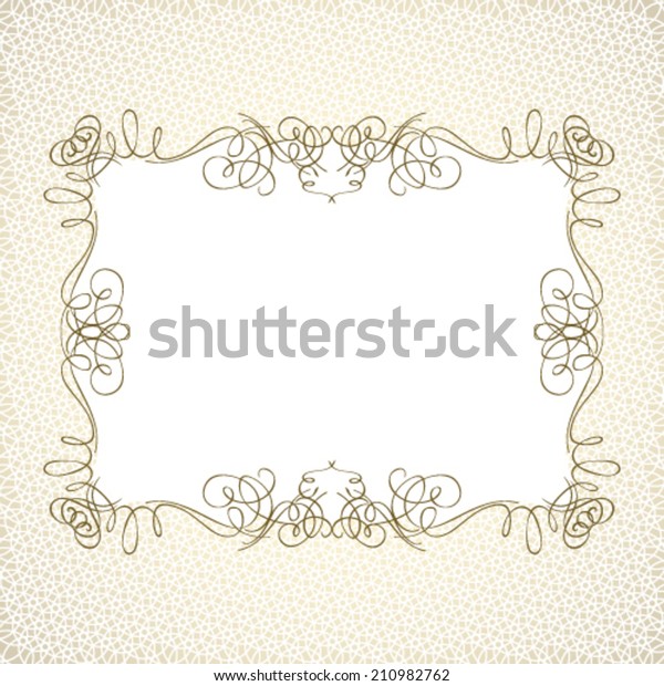 Calligraphic frame, background page\
decoration. Vector\
illustration