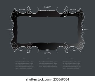 Calligraphic frame border and web template. Page decoration vector illustration.