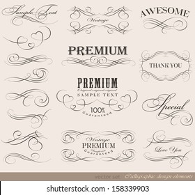 calligraphic frame design elements for invitation/ vector set