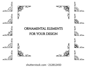 Calligraphic frame design elements. Vector set of page decorations