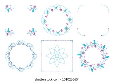 Calligraphic frame and page decoration set. Vector frame, border