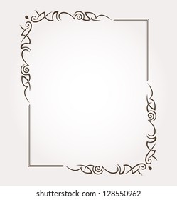 Calligraphic frame and page decoration. Vector illustration
