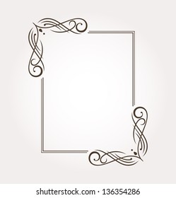 Calligraphic frame and page decoration. Vector illustration