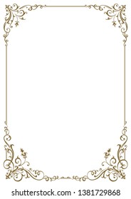 Calligraphic frame and page decoration. Vector illustration. Vector of decorative vertical element, border and frame.