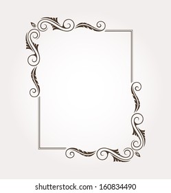 Calligraphic frame and page decoration. Vector illustration