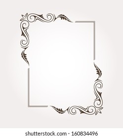 Calligraphic frame and page decoration. Vector illustration