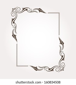 Calligraphic frame and page decoration. Vector illustration