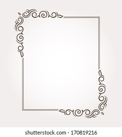 Calligraphic frame and page decoration. Vector illustration