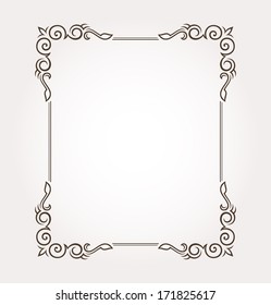 Calligraphic frame and page decoration. Vector illustration