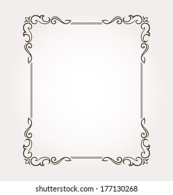 Calligraphic frame and page decoration. Vector illustration