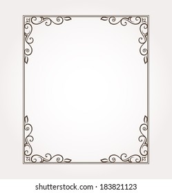 Calligraphic frame and page decoration. Vector illustration