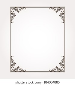 Calligraphic frame and page decoration. Vector illustration