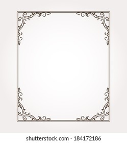 Calligraphic frame and page decoration. Vector illustration
