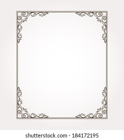 Calligraphic frame and page decoration. Vector illustration