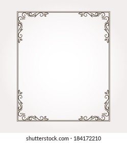 Calligraphic frame and page decoration. Vector illustration