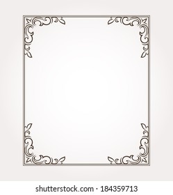 Calligraphic frame and page decoration. Vector illustration