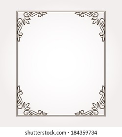 Calligraphic frame and page decoration. Vector illustration