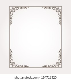 Calligraphic frame and page decoration. Vector illustration
