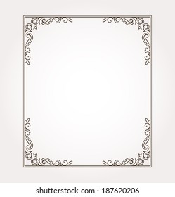 Calligraphic frame and page decoration. Vector illustration