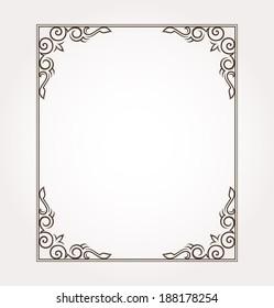 Calligraphic frame and page decoration. Vector illustration