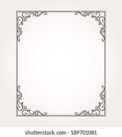 Calligraphic frame and page decoration. Vector illustration