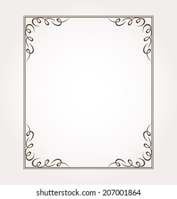 Calligraphic frame and page decoration. Vector illustration