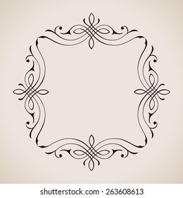 Calligraphic frame and page decoration. Vector vintage illustration background ornament