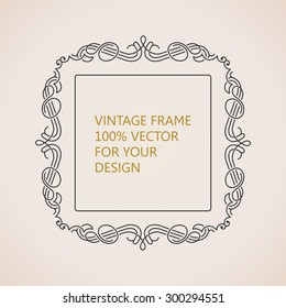 Calligraphic frame and page decoration. Vector vintage illustration background ornament