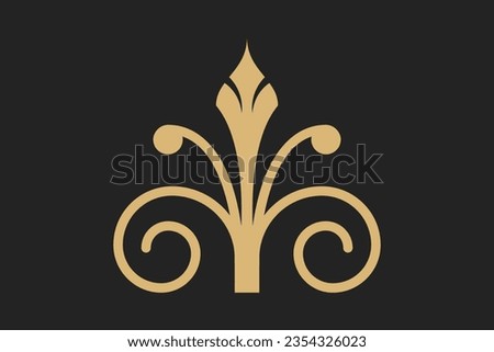 Calligraphic Frame. Royal Ornament Set. Vintage Element. Decorative Swirl, Vintage Crown, Flourishes. Retro Vector Illustration. Hand Drawn Design. Filigree Divider Wedding. editable golden background